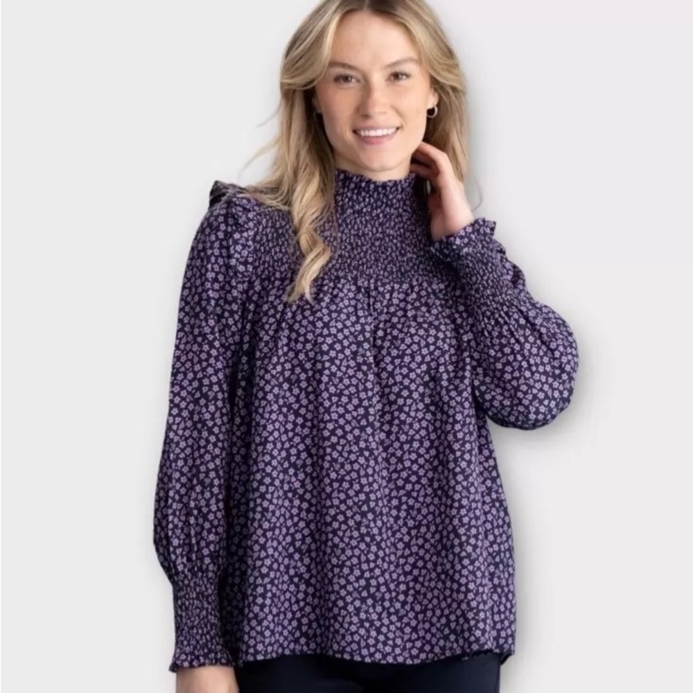 NWT Barbour Midhurst Top Purple Floral